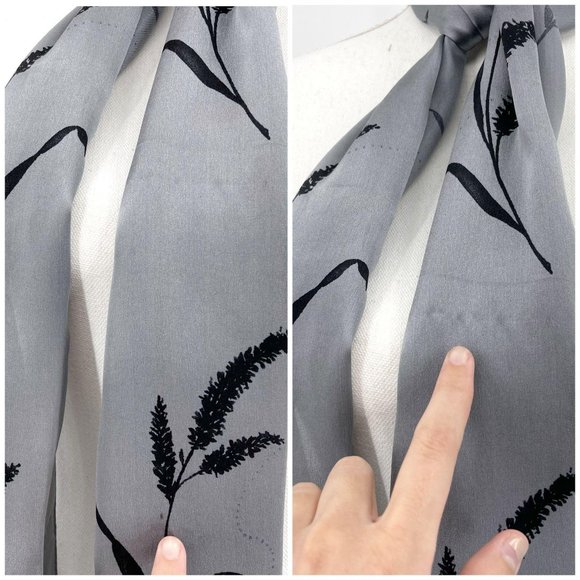 Vtg Echo Two Silk Scarves Red Gray Leaf Medallion - Picture 7 of 10